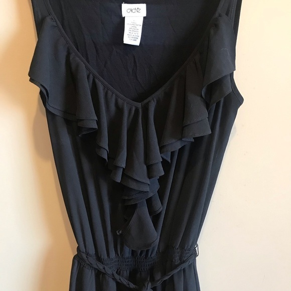 VINTAGE Cache Black Ruffled Maxi Dress XS - Picture 2 of 7